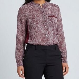 Banana Republic Sheer long sleeve burgundy blouse Women's size small